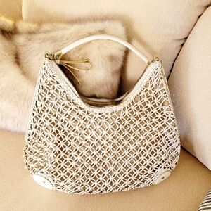 Cole Haan Cream Woven Hobo Bag